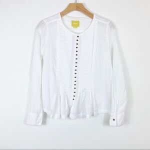 Maeve White Button Front Long Sleeve Blouse Sz XS